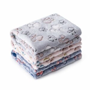1 Pack 3 Blankets for Dog Puppy Cat (Small 23x16'', Beige, Grey, Navy)