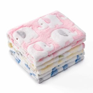 1 Pack 3 Blankets for Dog Puppy Cat (Small 23x16'', Pink, Yellow, Blue)