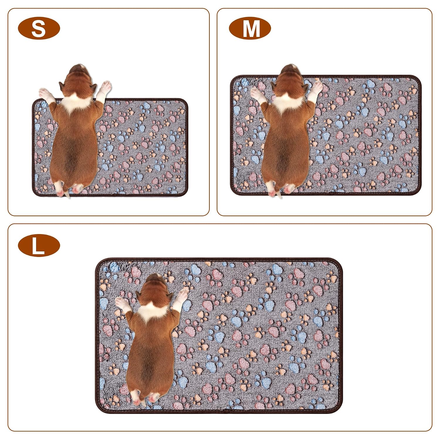 1 Pack 3 Blankets Super Soft Fluffy Premium Fleece Pet Blanket Flannel Paw Printed Throw for Dog Puppy Cat (Small 23x16'', Dark Coffee, Brown, Purple)