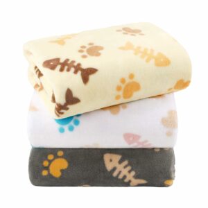 LINENLUX Dog Blankets 3-Pack, Super Soft Fluffy Fleece Pet Throw Warm