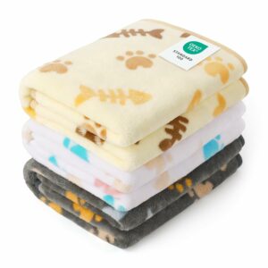 Luciphia 1 Pack 3 Blankets, Cute Cat Printed Fluffy Fleece Pet Blanket for Dogs Cats Washable, Warm Soft Throw Cover for Crate Couch, Gifts Puppy Essentials,White/Grey/Khaki,...